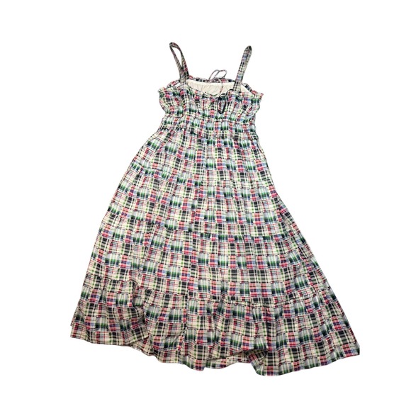 NWT Nautica Jeans Plaid Maxi Dress Smocked Bodice Tiered Spaghetti Strap L - Picture 5 of 12